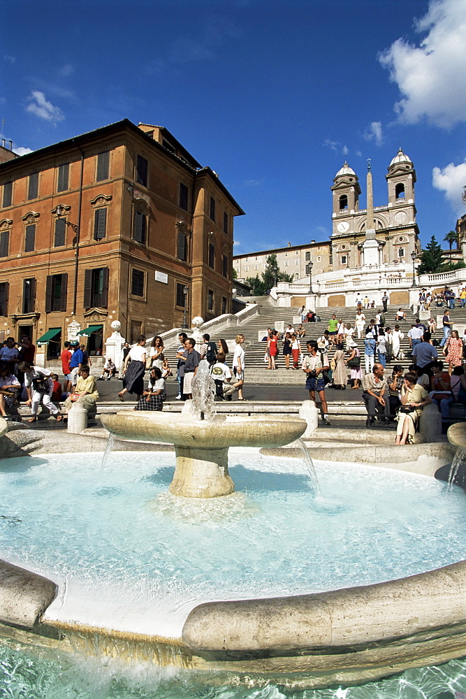 Barcaccia fountain, Piazza di Spagna, Rome, Lazio, Italy, Europe