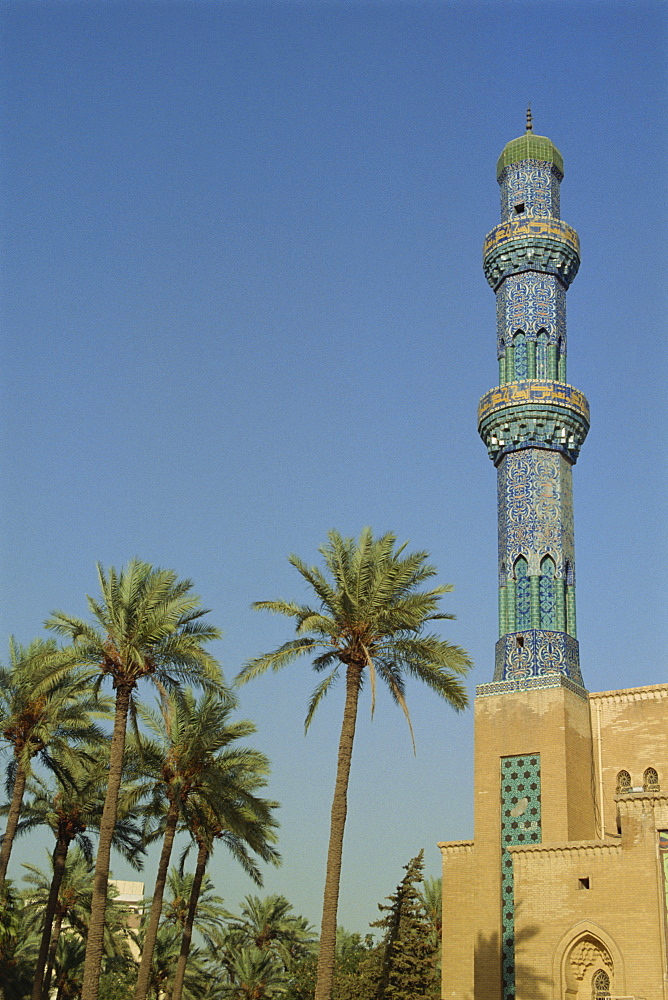 Exterior of the minaret of the July 14th Mosque, Islamic architecture, Baghdad, Iraq, Middle East