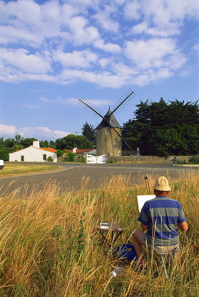 Windmill, Re Island, Poitou Charentes, France, Europe