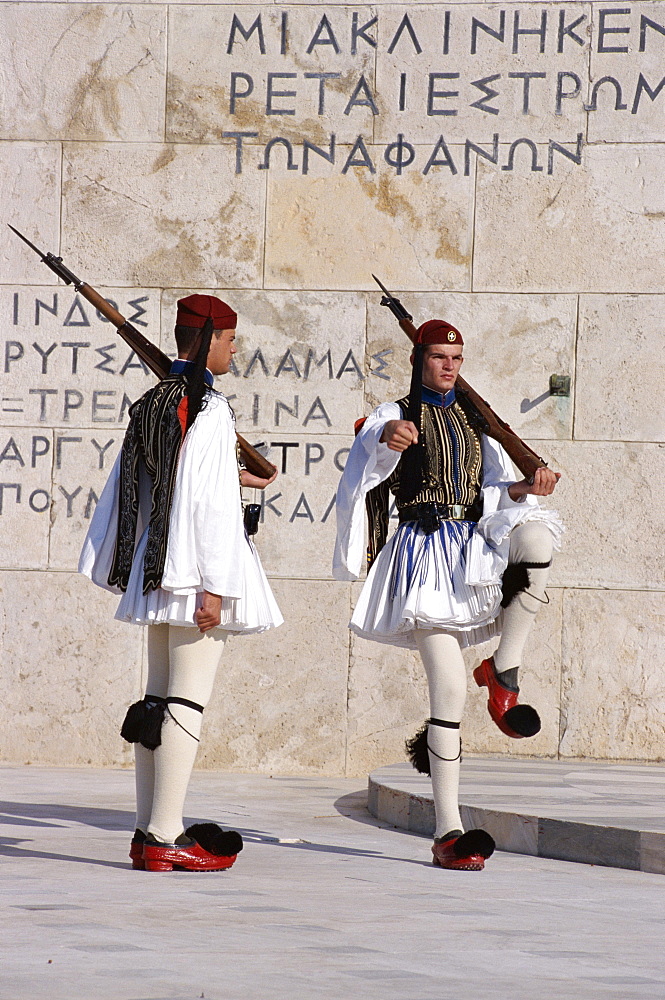 Evzons, Greek guards, Syndagma, Parliament, Athens, Greece, Europe