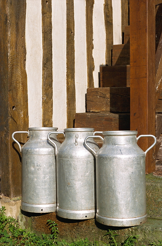 Milk cans, Normandie, France, Europe