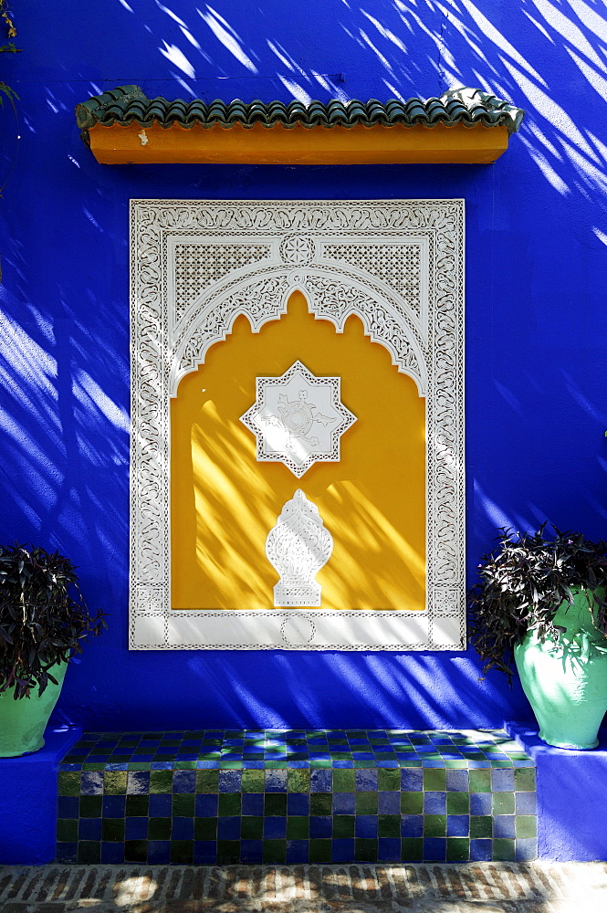 Wall detail, Majorelle Gardens, Marrakesh, Morocco, North Africa, Africa