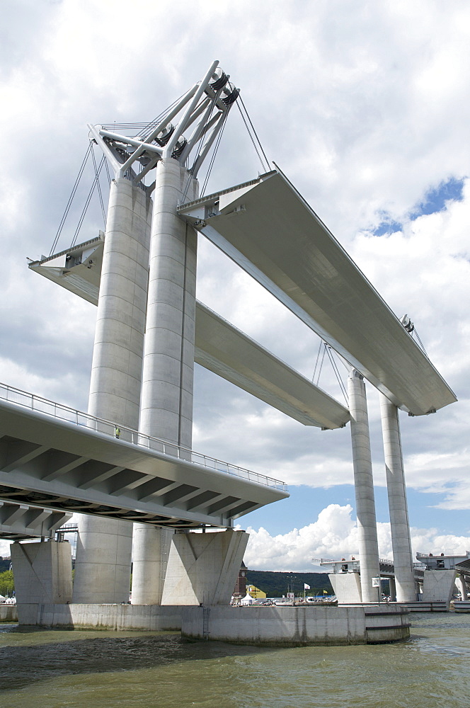 Movable bridge Flaubert 2008 on River Seine during Armada 2008, Rouen, Normandy, France, Europe