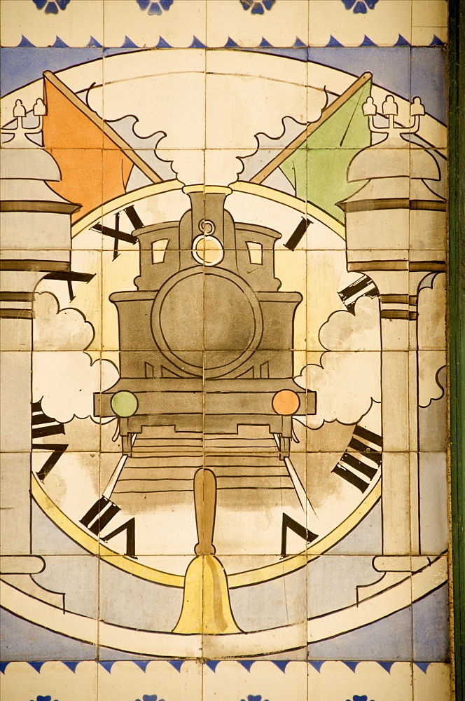 Earthenware tiles decorating the inside of Sao Bento railway station, Porto, Portugal, Europe