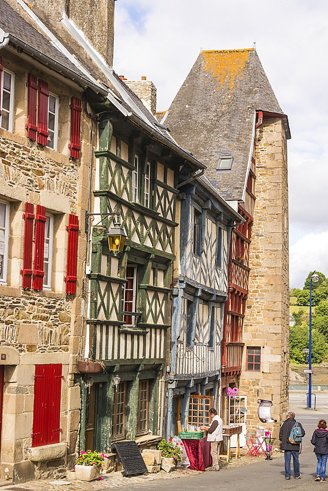 Half timbered houses, old town, Treguier, Cotes d'Armor, Brittany, France, Europe