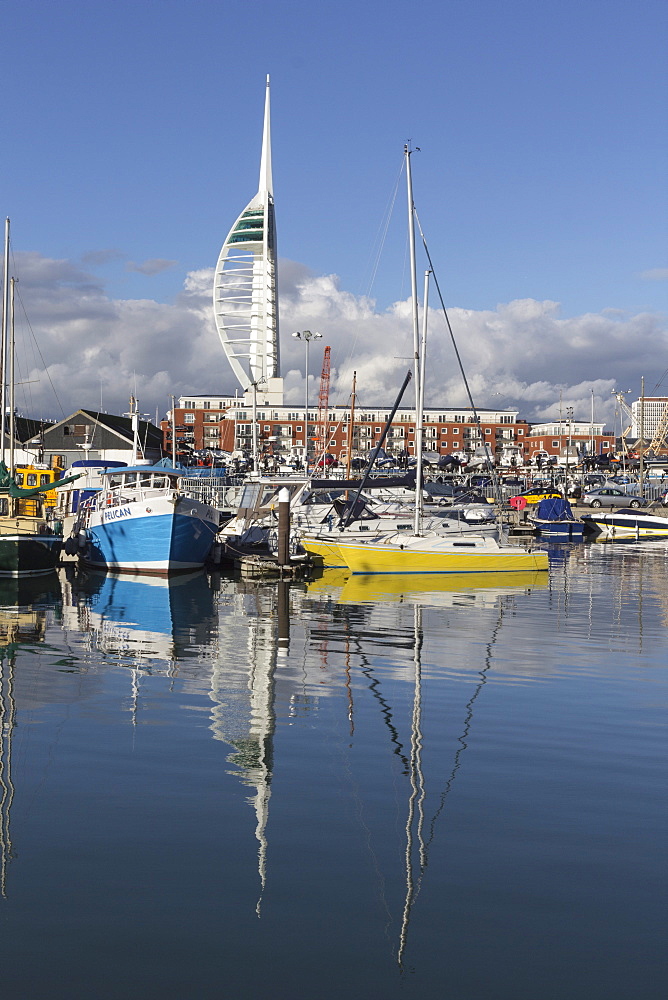 Spinnaker Tower and Camber Docks, Portsmouth, Hampshire, England, United Kingdom, Europe