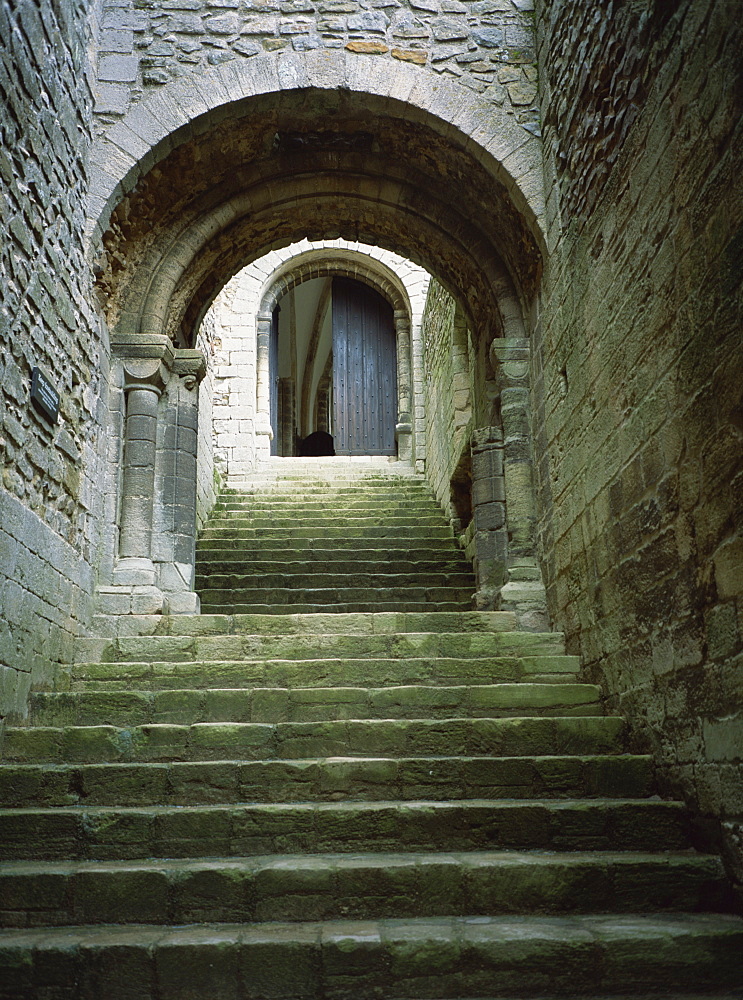 Stairs to keep of castle, Castle Rising, Norfolk, England, United Kingdom, Europe