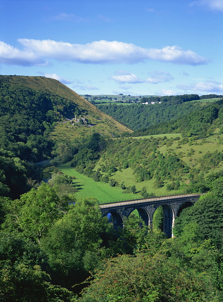 Dale and viaduct from Monsal Head, Monsal Dale, Derbyshire, England, United Kingdom, Europe