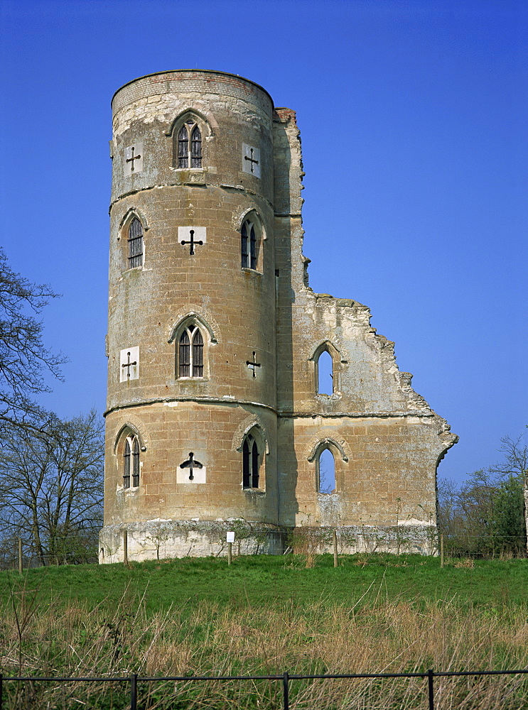 Gothic Folly Tower, Wimpole Hall Estate, Cambridgeshire, England, United Kingdom, Europe