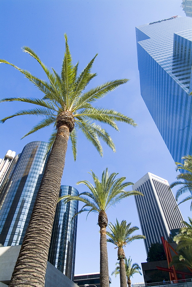 Downtown, Bonaventure Hotel in background, Los Angeles, California, United States of America, North America