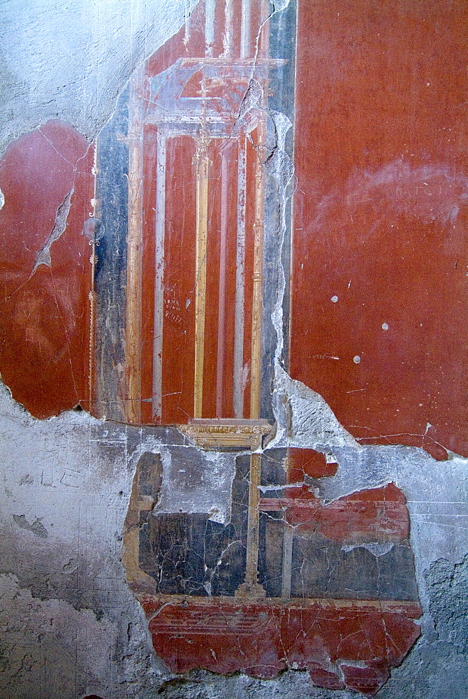 Wall frescoes from Herculaneum, a large Roman town destroyed in 79AD by a volcanic eruption from Mount Vesuvius, UNESCO World Heritage Site, near Naples, Campania, Italy, Europe