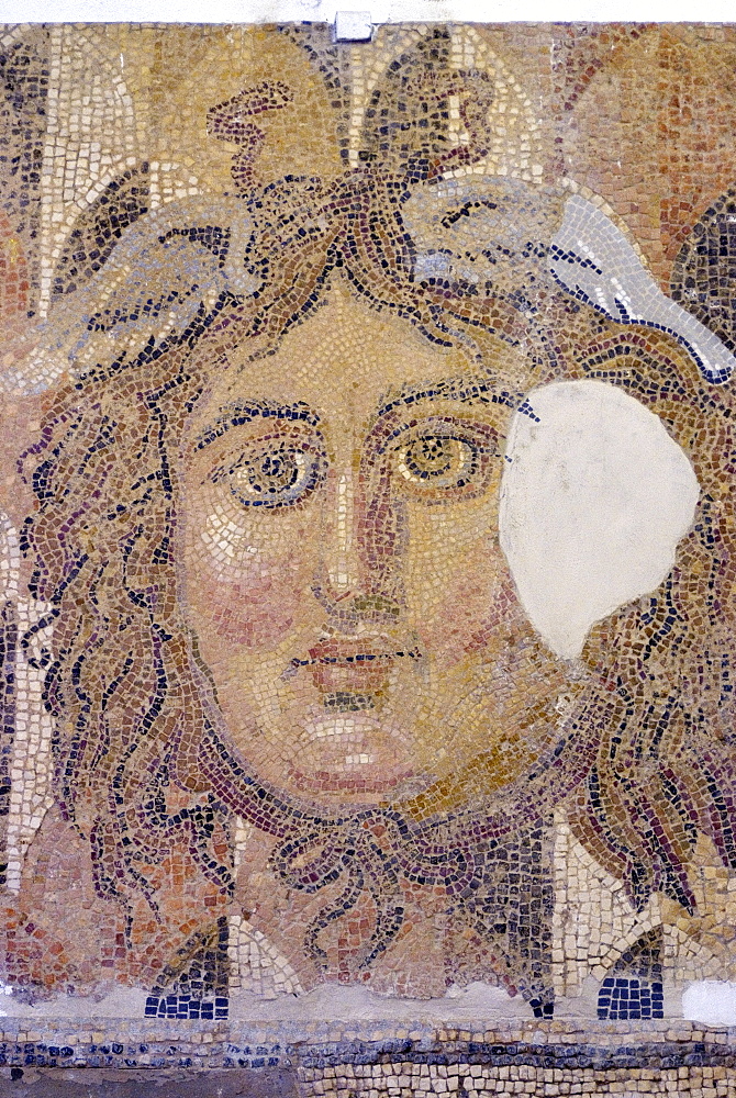 Mosaic, currently in the museum, taken from the Greek and Roman site of Cyrene, Libya, North Africa, Africa