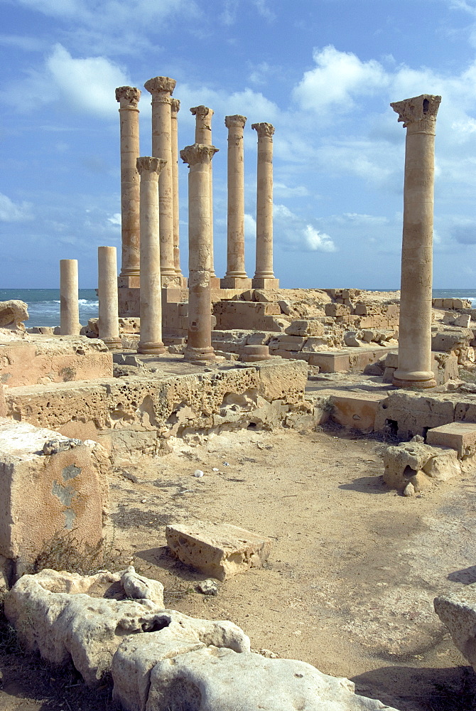 Temple of Isis, Roman site of Sabratha, UNESCO World Heritage Site, Libya, North Africa, Africa