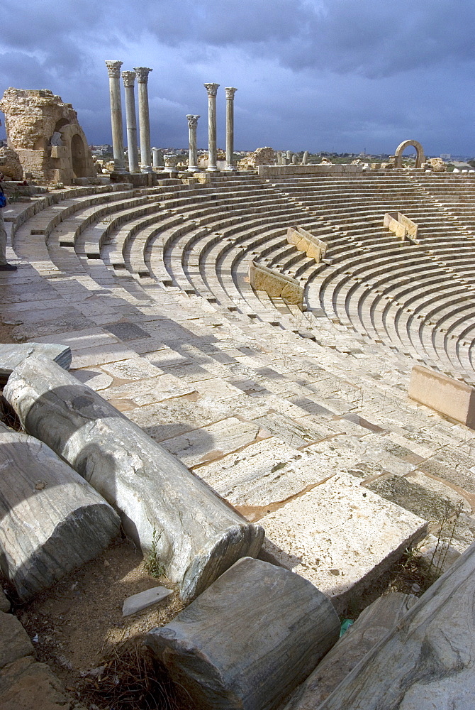 Theatre, Roman site of Leptis Magna, UNESCO World Heritage Site, Libya, North Africa, Africa