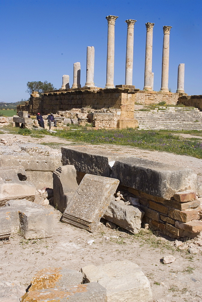 Capitolium (Temple to the three main gods), Roman ruin of Thuburbo Majus, Tunisia, North Africa, Africa