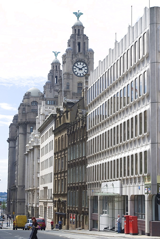 The Liver Building, one of the Three Graces, Liverpool, Merseyside, England, United Kingdom, Europe