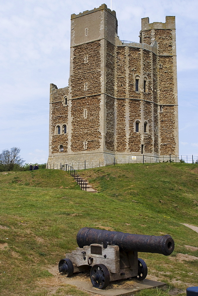 Orford Castle with its unique polygonal tower keep, dating from the 12th century, Orford, Suffolk, England, United Kingdom, Europe