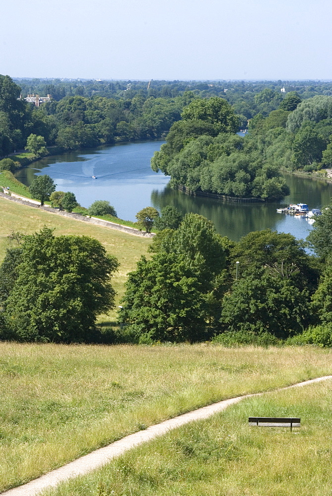 View over the Thames from Richmond Hill, Richmond, Surrey, England, United Kingdom, Europe