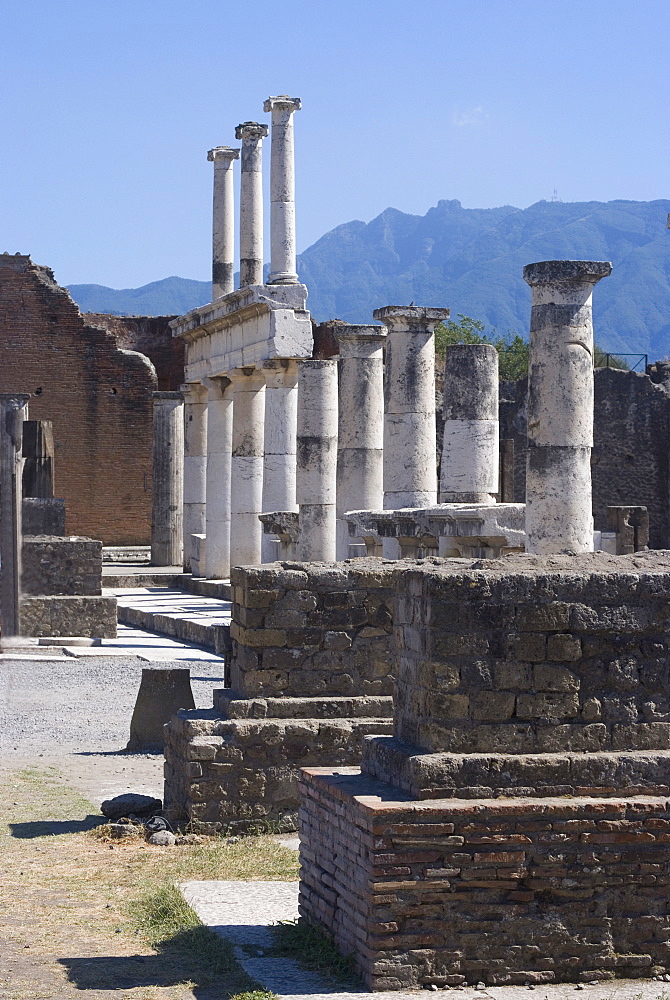 The Forum at the ruins of the Roman site of Pompeii, UNESCO World Heritage Site, Campania, Italy, Europe