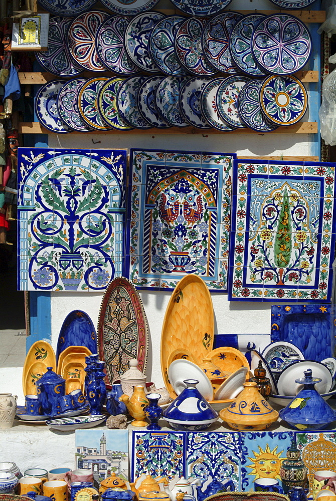 Tourist shop, Sidi Bou Said, near Tunis, Tunisia, North Africa, Africa