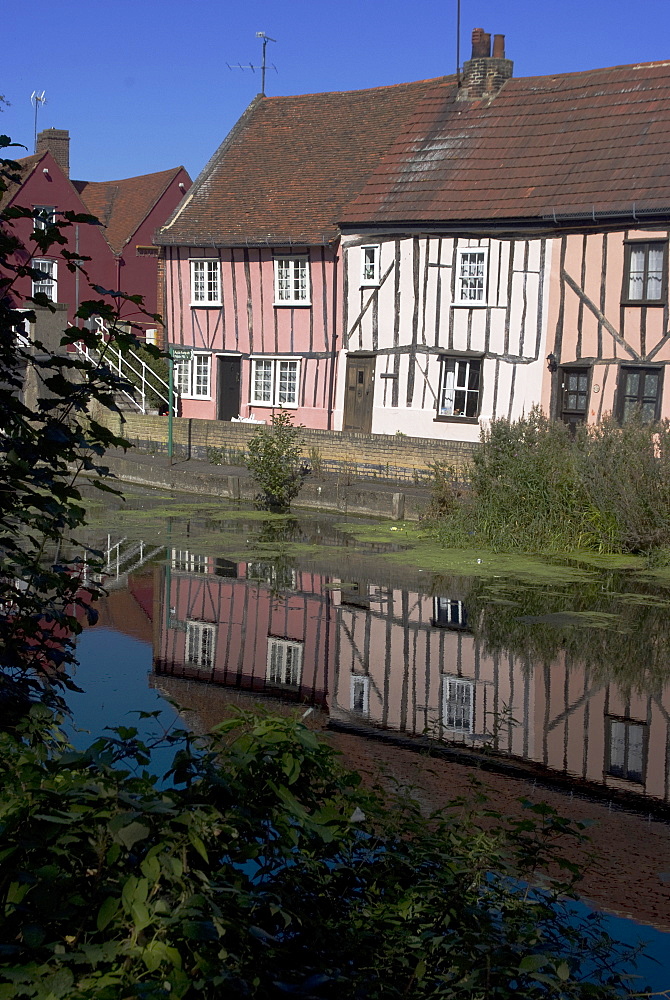 Elizabethan houses along the  River Colne, Colchester, Essex, England, United Kingdom, Europe