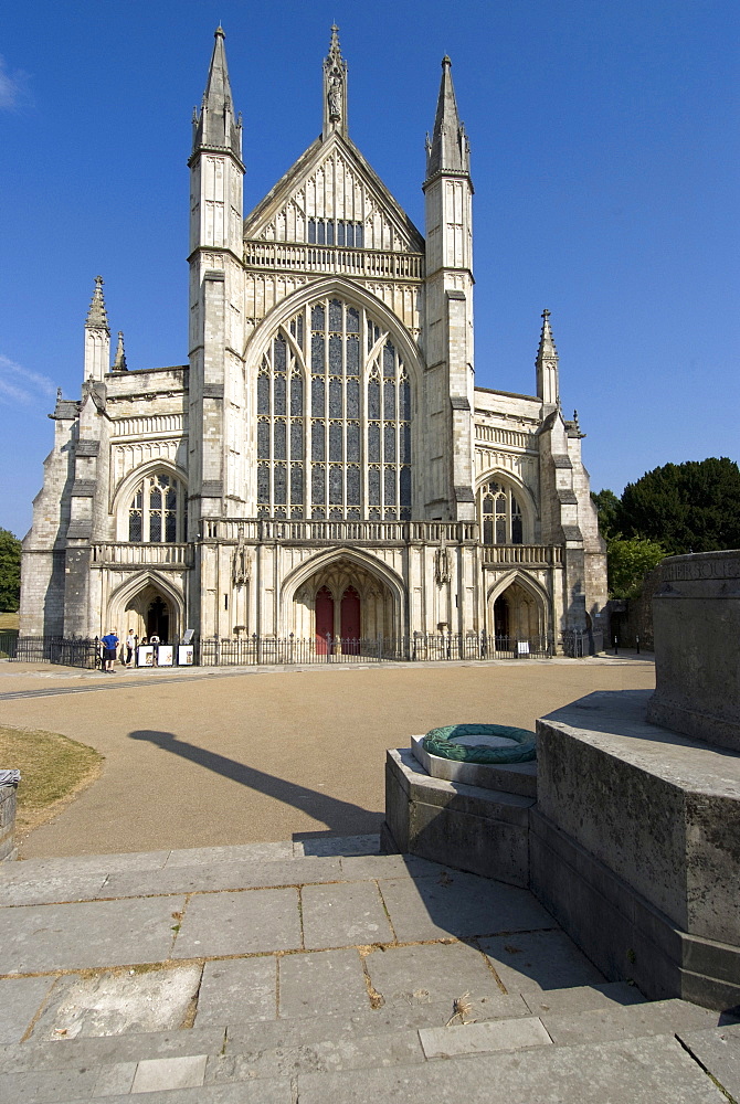 West front of the Cathedral, Winchester, Hampshire, England, United Kingdom, Europe