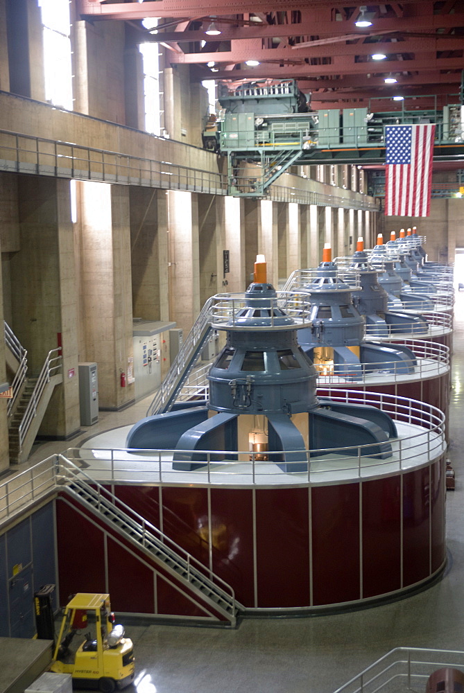 Electricity turbines, Hoover Dam, Arizona, United States of America, North America