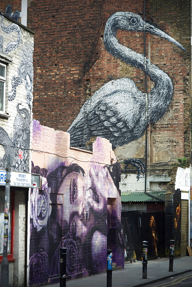 Crane by Roa, Hanbury Street, London, E1, England, United Kingdom, Europe