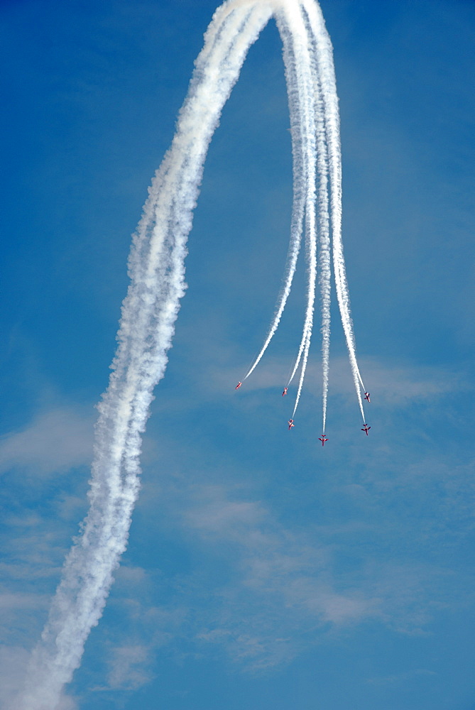 The Red Arrows at the VE Day Anniversary Air Show at Duxford, Cambridgeshire, England, United Kingdom, Europe