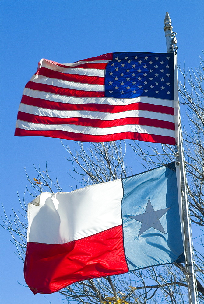 American and Texan flags, Texas, United States of America, North America