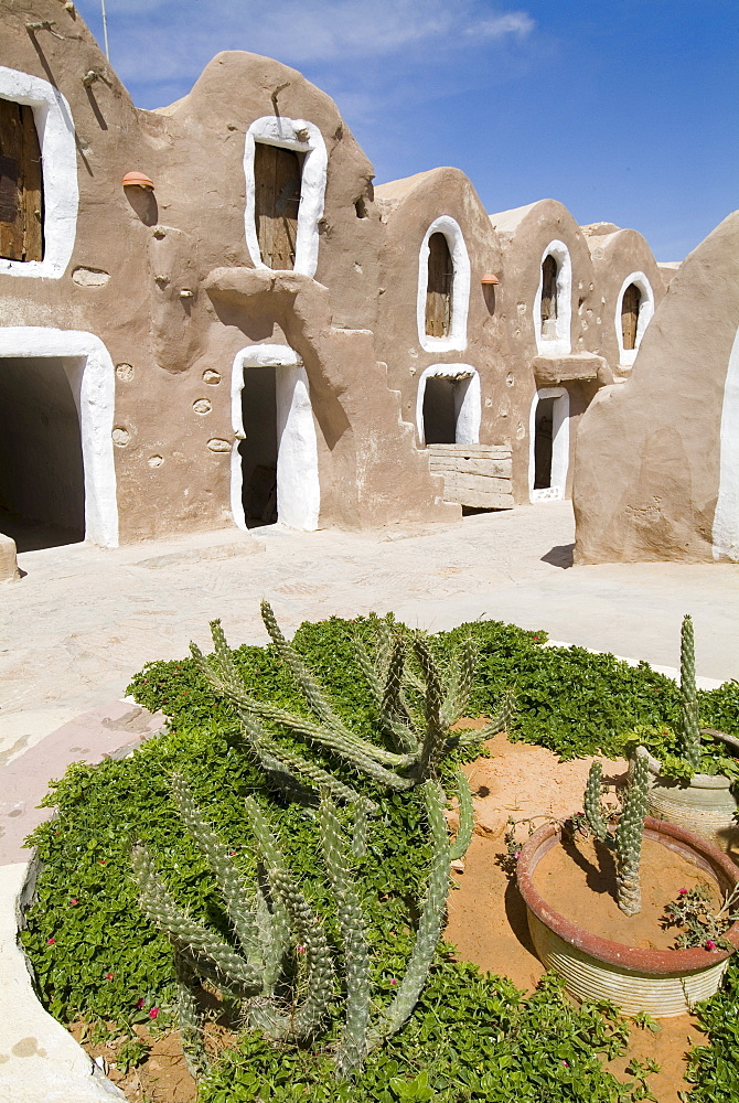 Old Berber grain storage units, recent site of Star Wars film, now a hotel, Ksar Hedada, Tunisia, North Africa, Africa