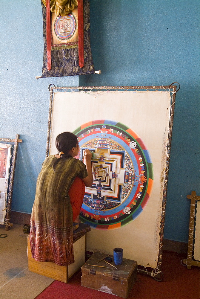 Painting School, Boudhanath (Bodhnath) Stupa, Kathmandu, Nepal, Asia