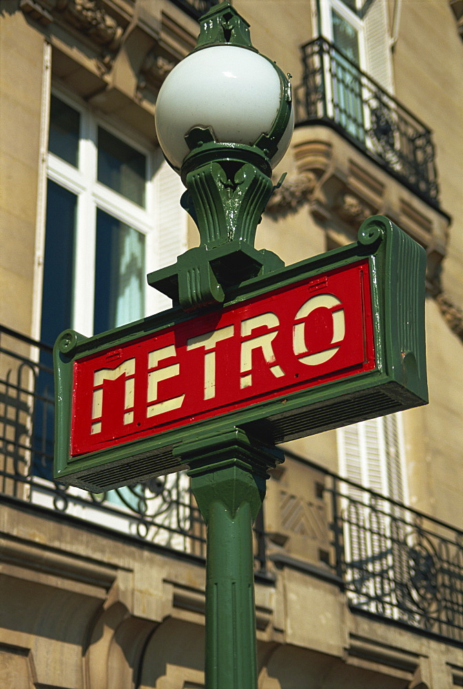 Metro sign, Paris, France, Europe