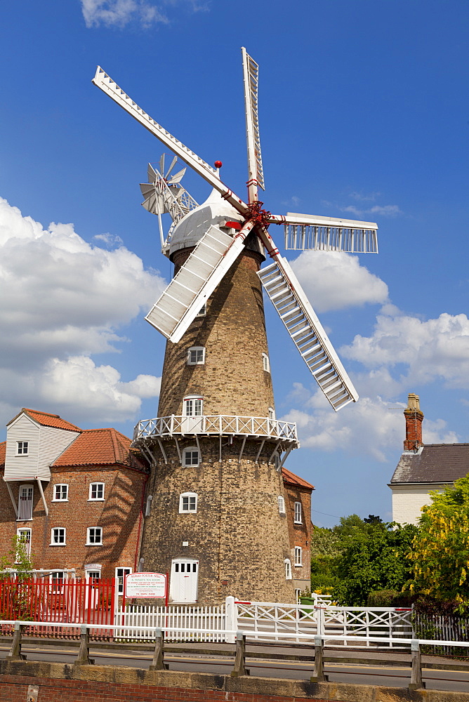 The Maud Foster Windmill is a seven storey, five sailed windmill located by the Maud Foster Drain, Skirbeck, Boston, Lincolnshire, England, United Kingdom, Europe