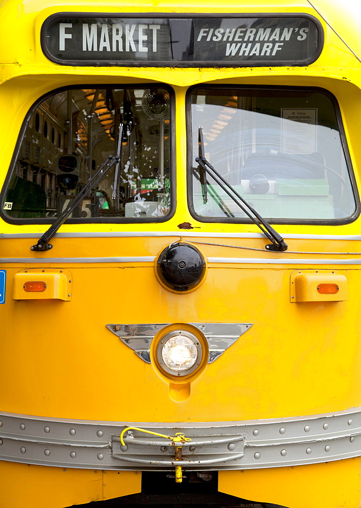 Historic tram on the F line from Fisherman's Wharf to Market Street, known as the historical tram route, San Francisco, California, United States of America, North America