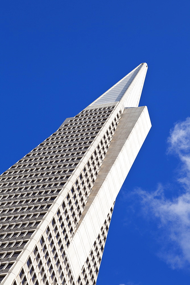 The Transamerica Pyramid, owned by Aegon, the city's most recognizable landmark in the Financial District, San Francisco, California, United States of America, North America