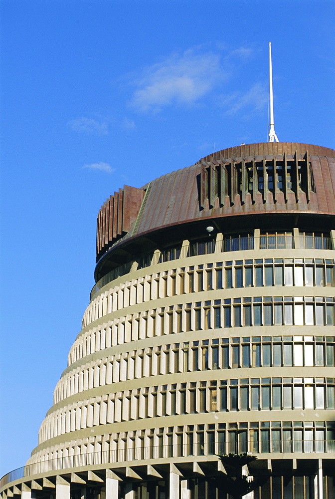 Parliament Building, known locally as the Beehive, Wellington, North Island, New Zealand