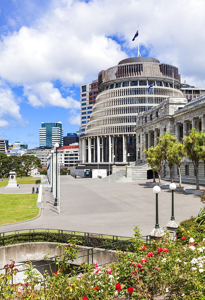 The Beehive, New Zealand Parliament buildings, Wellington, North Island, New Zealand, Pacific