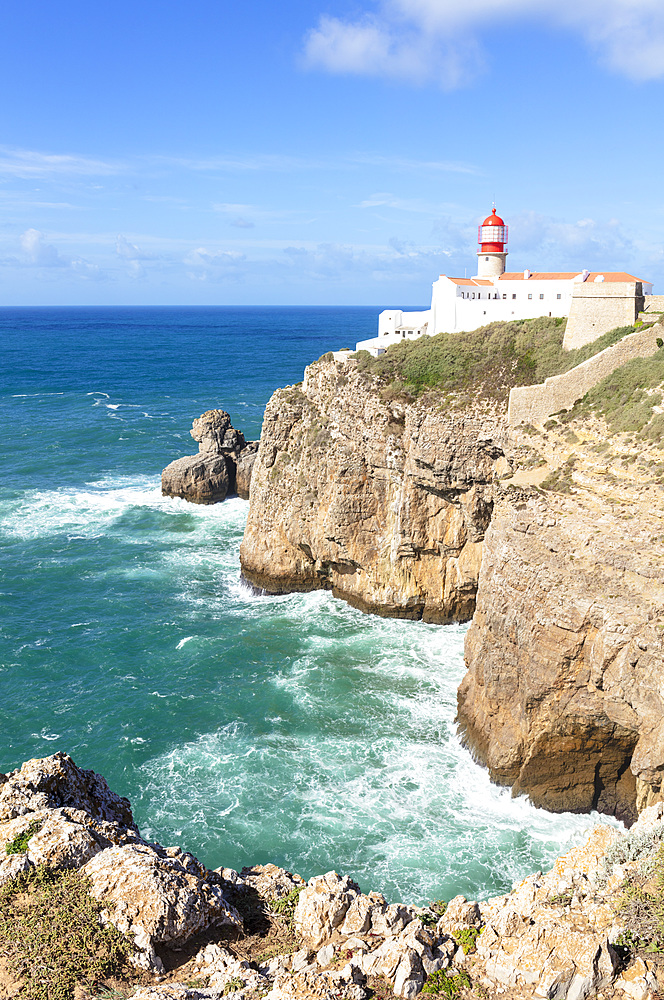 Cape St. Vincent Lighthouse, West Algarve Coast, Cape St. Vincent, Sagres, Algarve, Portugal, Europe