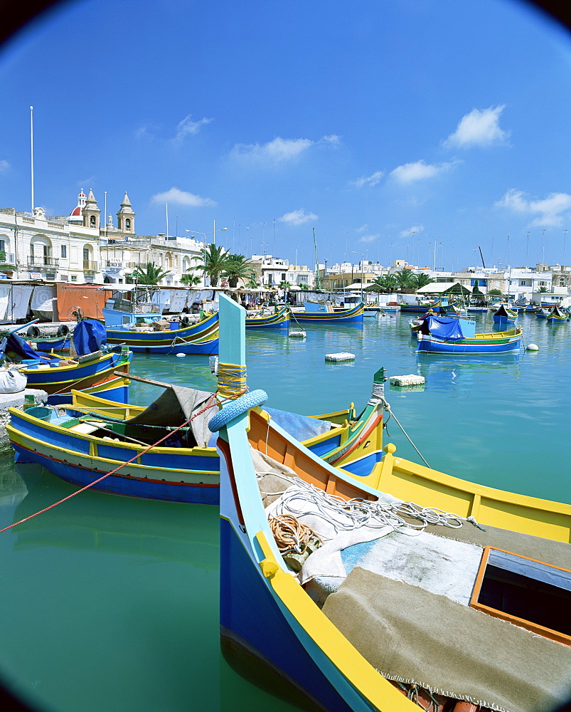 Fishing harbour, Marsaxlokk, Malta, Mediterranean, Europe