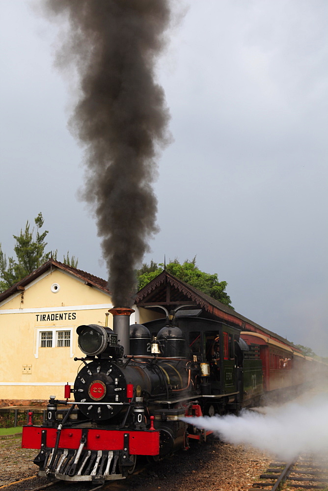 Part of the Estrada de Ferro Oeste de Minas (West Minas Railway), created in 1878, the 13km line from Tiradentes to Sao Joao Del Rei is the oldest working line in Brazil, Tiradentes, Minas Gerais, Brazil, South America