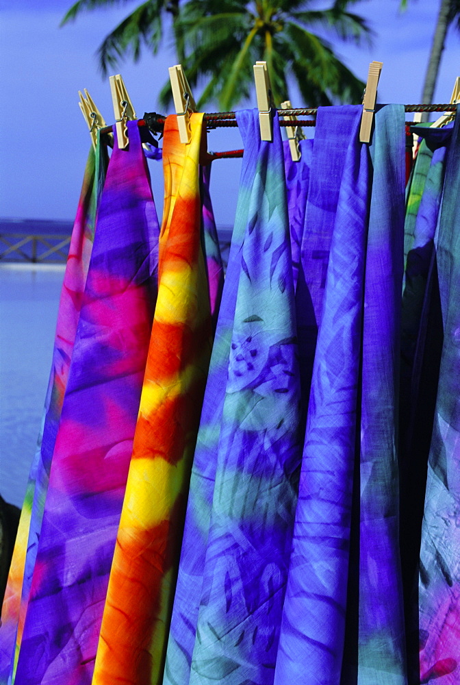 Cloth for sale, Tahiti, Society Islands, French Polynesia, South Pacific Islands, Pacific