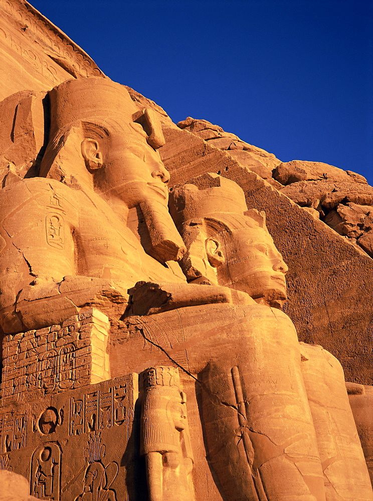 Large carved seated statues of the pharaoh, Temple of Rameses II (Ramasses II) (Ramses the Great), Abu Simbel, UNESCO World Heritage Site, Nubia, Egypt, North Africa, Africa