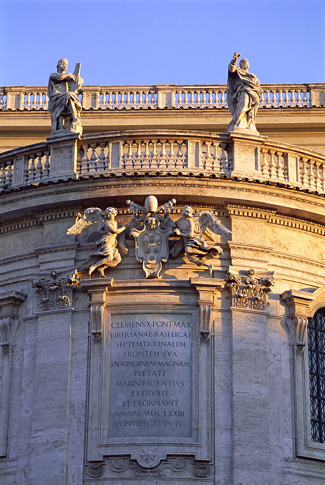 Detail of exterior of Santa Maria Maggiore, Rome, Lazio, Italy, Europe