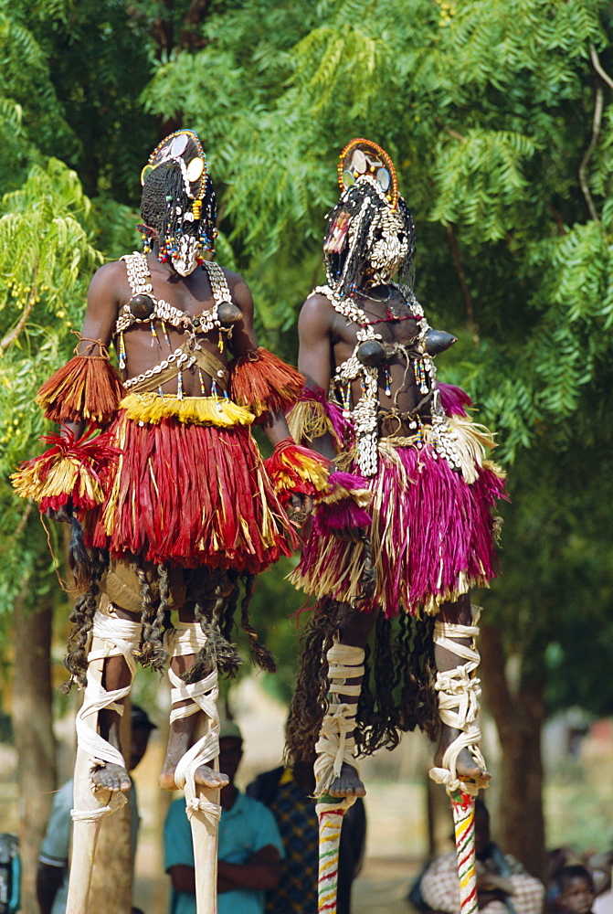 Dogon dancers on stilts, Sangha, Mali, Africa