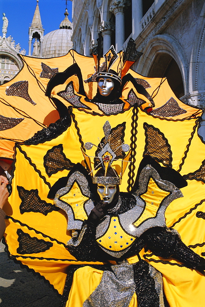 Person wearing masked carnival costume, Venice Carnival, Venice, Veneto, Italy