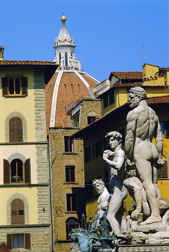 Statues of Hercules and David, Piazza della Signoria, Florence, Tuscany, Italy