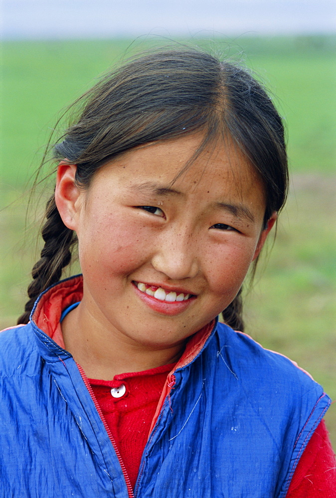 Portrait of a girl, Ovorkhangai Province, Mongolia, Asia