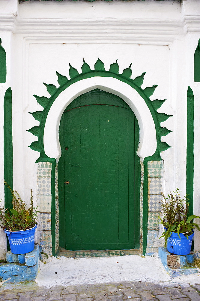 Door in the Medina (Old City), Tangier (Tanger), Morocco, North Africa, Africa