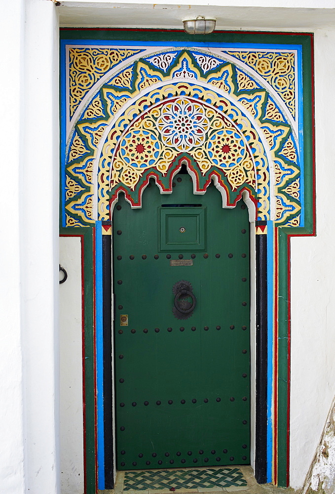 Door in the Medina (Old City), Tangier (Tanger), Morocco, North Africa, Africa